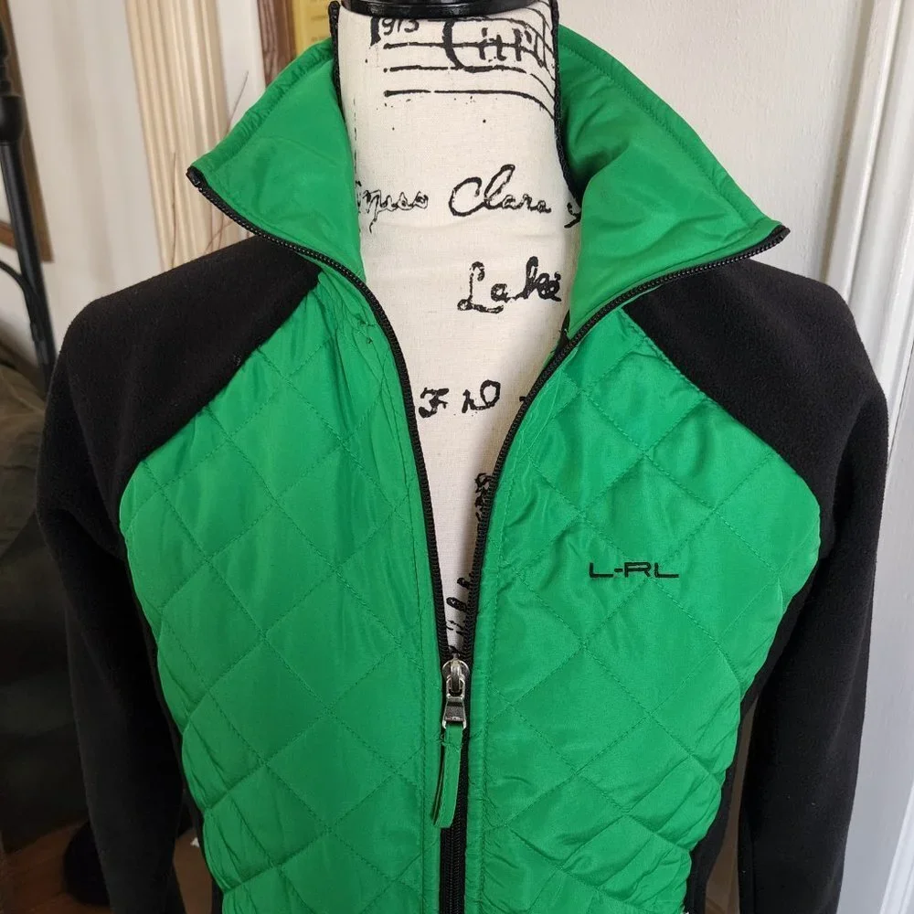 Ralph Lauren Active Jacket with Green Quilted Front and High Neck